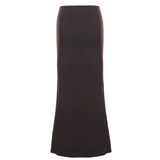 Daiiibabyyy  Women's Brown Long Maxi Skirt, Drawstring Waist, Beaded Tassel, Side Slit, Boho Summer Flowy Casual High Waist, Party