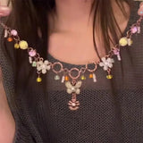 Daiiibabyyy  New Chinese Retro Bead Butterfly Necklace Women Light Luxury Exquisite High Aesthetic Design High-End Collarbone Chain Jewelry