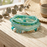 Daiiibabyyy  10PCS Handmade Rice Bead Bracelet Set for Women Elegant Pearl Crystal Multilayer Stretch Stackable Bangle Y2K Aesthetic Jewelry