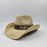 Daiiibabyyy  Summer cowboy straw hat for woman hand-woven hollow design imitation jade sapphire hat summer sun hat for man2022