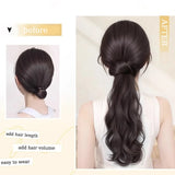 Daiiibabyyy  16inch Wavy Hair Ponytail Extensions Wig Synthetic Natural Wavy Claw Clip in Ponytail Hairpiece for Women Girls Daily Party Use