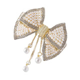 Daiiibabyyy New Ins Korean Fashion Temperament Pearl Diamond Bow Spring Hair Clip Pearl tassel hairpin For Women Jewelry Gifts Hair Jewelry