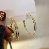 Daiiibabyyy  -  Golden Round Crystal Hoop Earrings for Women Bijoux Geometric Rhinestones Earrings Statement Jewelry Party Gifts