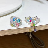 Daiiibabyyy  Y2K Aesthetics Colorful Crystal Beaded Tassel Ring for Women Sweet Cute Girls Charm Elastic Rings Korean Fashion Jewelry Gifts
