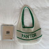 Daiiibabyyy  New Casual Versatile Lazy Style Striped Knitted Tote Bag Large Capacity Underarm Bag Personalized Women's Bag