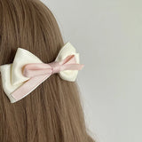 Daiiibabyyy -  French Sweetheart Girl Bow Hairpin Princess Head Korean Style Side Clip Double Horsetail Headpiece Top Clip Hairpin Headwear