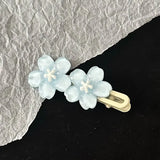 Daiiibabyyy  Jelly Cherry Blossom Hair Clips Pink Blue Flower Hairpins for Girl Romantic Wave Side Bangs Barrettes Kawaii BB Hair Accessories