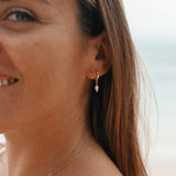 Daiiibabyyy Coconal Trendy Creative Pearl Hoop Earrings Water Drop Pendant Ear Studs for Women Pendant Long Earring Clip Jewelry Gift