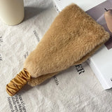 Daiiibabyyy  New Wide Design Fluffy Headband Elastic Imitation Fur Hairbands Solid Color Soft Headwear Women Accessories