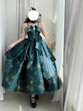 Daiiibabyyy  Oil Painting Style Princess Dress, Girl Starry Sky Lolita Dress Girl Cute Costume Party Dance Outfit