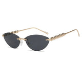 Daiiibabyyy  Fashion Trendy Retro Cat Eye Sunglasses Women Luxury Designer Vintage Style Chic Frameless Metal Small Triangle Eyewear