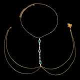 Daiiibabyyy  Hot Sale Green Square Rhinestone Crystal Tassel Long Body Chain for Women Gold Silver Plated for Beach Party Jewelry