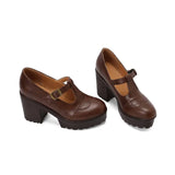 DAIIIBABYYY  -  Women's Platform Chunky High Heels Fashion Ankle Buckle Strap Round Toe Mary Jane Style Suitable for Work, School, Parties