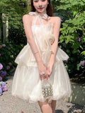 DAIIIBABYYY  -  Sweet Fairy Mini Dress Elegant Strapless Off Shoulder Princess Ruffles Birthday Party Dresses Summer Ball Gown Short Vestidos