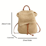 Daiiibabyyy  Backpack, Korean Version Woven Bag, Versatile Backpack, Single Shoulder Dual-Use Bag, Beach Bag, Large Capacity Woven Backpack