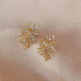 Daiiibabyyy  Sparking Snowflake Earrings for Women Shiny Cubic Zirconia Imitation Firework Exquisite Earring Christmas New Year Party Jewelry