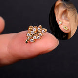 DAIIIBABYYY  -  1pcs New Style Stainless Steel Ear Piercing Cz Stud Earrings Snake Moon Round Ball Arc Cartilage Helix Conch Screw Back Earring