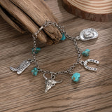 DAIIIBABYYY  -  Vintage Cowboy Hat Boots Bull Head Charm Bracelet for Women Men Retro Silver Color Adjustable Bracelet Jewelry Gift