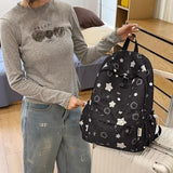 Daiiibabyyy  Fashion Kawaii Y2k Backpack Preppy Cute Star Print Girls Schoolbags High-capacity Outdoor Travel Backpacks for Women Students