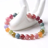 Daiiibabyyy One Piece Fashion Exquisite Rainbow Candy Geometry Natural Stone Multi Color Beaded Bracelet Woman Party Gift Daily Jewelry