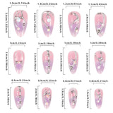 DAIIIBABYYYY  -  24pcs Ins 3D Fake Nail Patches Y2k Cool Girl Almond Press on Nail Full Cover Wearable European Geometry Printed False Nail Tips