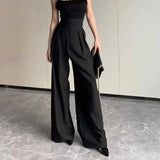Daiiibabyyy  Elegant Wide Leg Pants High Waist Draped Wide Leg Pants Casual Loose Suit Wide Leg Pants Korean Floor Length Trousers