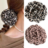 Daiiibabyyy  2/4-Piece Set of Stylish and Elegant Leopard Print Rose Red Hair Clips, Shark Clips for Back of the Head, Hair Accessories for Women, Suitable for Everyday Versatile Use
