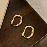 Daiiibabyyy  Luxury Top Quality Smooth Star Zircon Hoop Earrings for Women Girls Metal Chunky Sun Rhinestone Ear Buckle Punk Y2K Jewelry