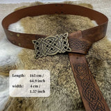 DAIIIBABYYY  -  Embossed Viking Renaissance Buckle Belt PU Printing Celtic Belt Knight Leather Medieval Waistband Cosplay Costume Accessories
