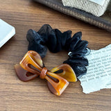 DAIIIBABYYY  -  Korean New Fashion Hollow Acetate Bow Scrunchie Simple High-Grade High Ponytail Hair Band Hair Rope For Woman Girls