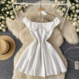 DAIIIBABYYY  -  Sexy pleated Off Shoulder Three-dimensional flower ruffle Dress Chic Vintage Evening Party Club  Women Chic puff dresses