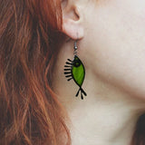 Daiiibabyyy  Vintage Mockingbird Earrings Unique and Cute Green Resin Bird Fish Pendant Earrings Innovative Design Girls Earrings Jewelry