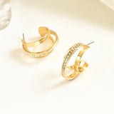 Daiiibabyyy  Simple Fashion C Shape Zircon Earrings for Women Three-Layer Circle Earring Everyday&Formal Party Jewelry Gifts