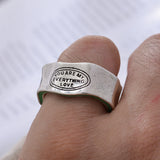 Daiiibabyyy New Arrival Elegant Letter Rings Women Carving Green Stripe Design Retro Thai Silver Finger Ring Party Jewelry Gifts