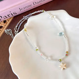 Daiiibabyyy Kpop Cute Bohemian Star Pentagram Pendant Colorful Beaded Choker Necklace For Women Sweet Party Beach Aesthetic Y2K New Jewelry