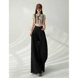 DAIIIBABYYY  -  Streetwear Wide Leg Pants Women Korean Black High Waist Suit Pants Summer Fashion Elegant Lace Up Straight Trousers New