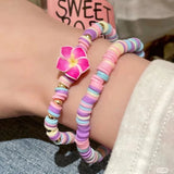 DAIIIBABYYY  -  New Boho Cute Colorful Flower Soft Ceramic Beaded Charm Beads Bracelet Set For Women Girl Y2k Aesthetic Accessories Gift