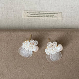 Daiiibabyyy  INS Fashion Natural Freshwater Pearl White Round Shell Tassel Dangle Earrings for Women Wedding Bridal Jewelry Wholesale
