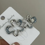 Daiiibabyyy  Y2g Blue Silver Alloy Barrettes Simple Girl Five-Pointed Star Metal Duckbill Clip Bang Clip Side Clip Hair Accessories New