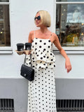 Daiiibabyyy  Women White Polka Dot Blouse Cute Sleeveless Ruffle Hem Spaghetti Strap Cami V-neck Peplum Tops Lady New Daily Casual Top