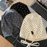 Daiiibabyyy  Floral Beanies Straps Baotou Stacking Hat Female Headscarf Retro Cold Hat Big Head Circumference Skullies Korean Loose Hat