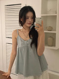 DAIIIBABYYY  -  French Sweet Temperament Bow Double Hem Small Suspender Women Summer New Gentle Loose Vest Sleeveless Top