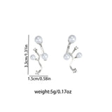 Daiiibabyyy  New Luxury Imitation Pearl Stud Earrings for Women Sparkling Cubic Zirconia Geometric Earrings Date Party Jewelry Gift