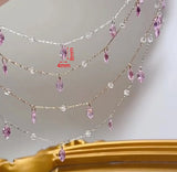 Daiiibabyyy  1 Meter Pink Purple Zircon Crystal Pendant Copper Chain for DIY Necklace Bracelet Clothing Chain Accessories