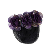 Daiiibabyyy  Spring Clip Beaded Crochet Hair Clip Barrettes For Flight Attendant Women Bun Net Crystal Hairnet Cover Zircon Flower Bun Snood