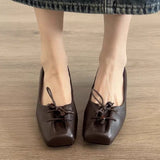 Daiiibabyyy  Women's Loafers Shoes Square Toe Shallow Designer Heels Shoes New Heeled Sandals Retro Fad Walking Leather Casual Mujer Zapatos