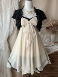 Daiiibabyyy  Japanese New Vintage Elegant 2 Piece Set Women Black Cardigan + Strap Dress Harajuku Fashion 2000s Aesthetic Retro Outfits