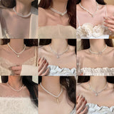 Daiiibabyyy  Retro double-layer pearl necklace light luxury literary niche design high-end sense pendant collarbone high-end neck chain