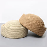 Daiiibabyyy  100% Natural Rice Herb Box Hat Unisex Japanese Summer Sun Protection Sailor Hat American Retro Beach Round Beret