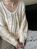 DAIIIBABYYY  -  Braided Lace Up Knitted Sweater Top for Women, Autumn and Winter Hollow Out Lazy Sweet Style Loose Sweater